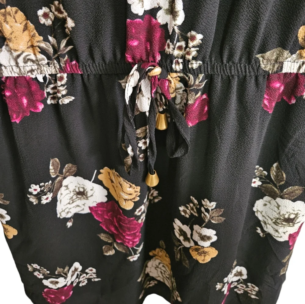 Midi Black Floral Dress - Picture 2 of 5
